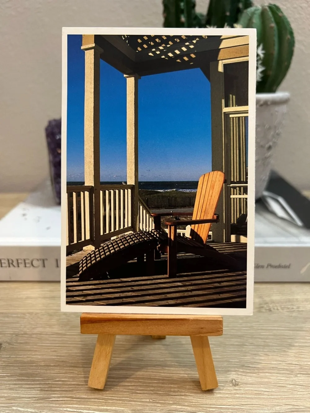 Unused Ocean View Adirondack Chair Porch Postcard Coastal Beach Cottage